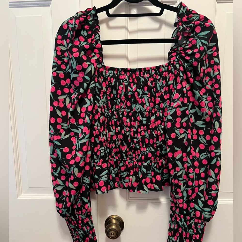 Topshop Pink Cherry and Black Top